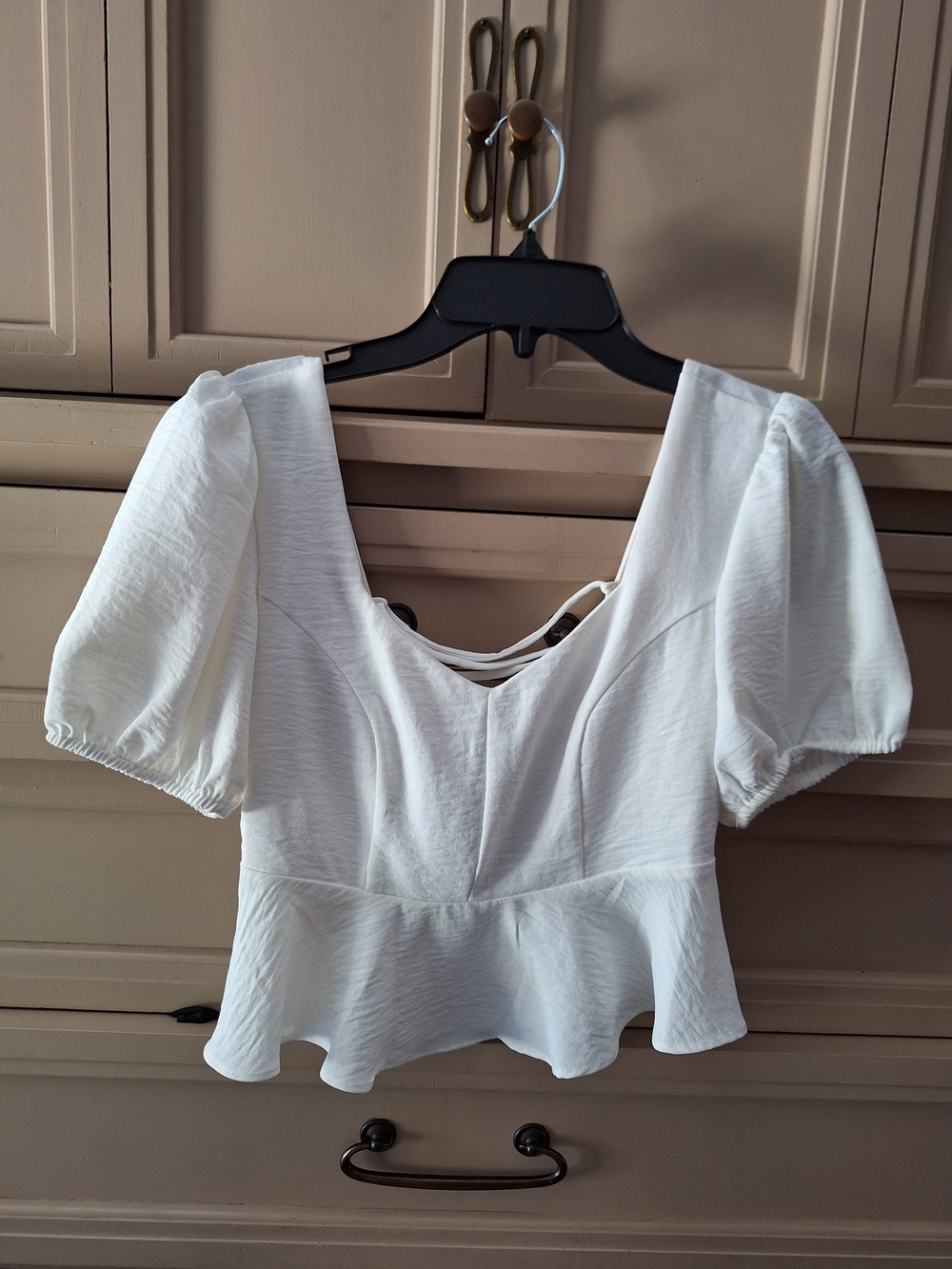 Altar'd State White Puff-Sleeve Crop Top Size XS